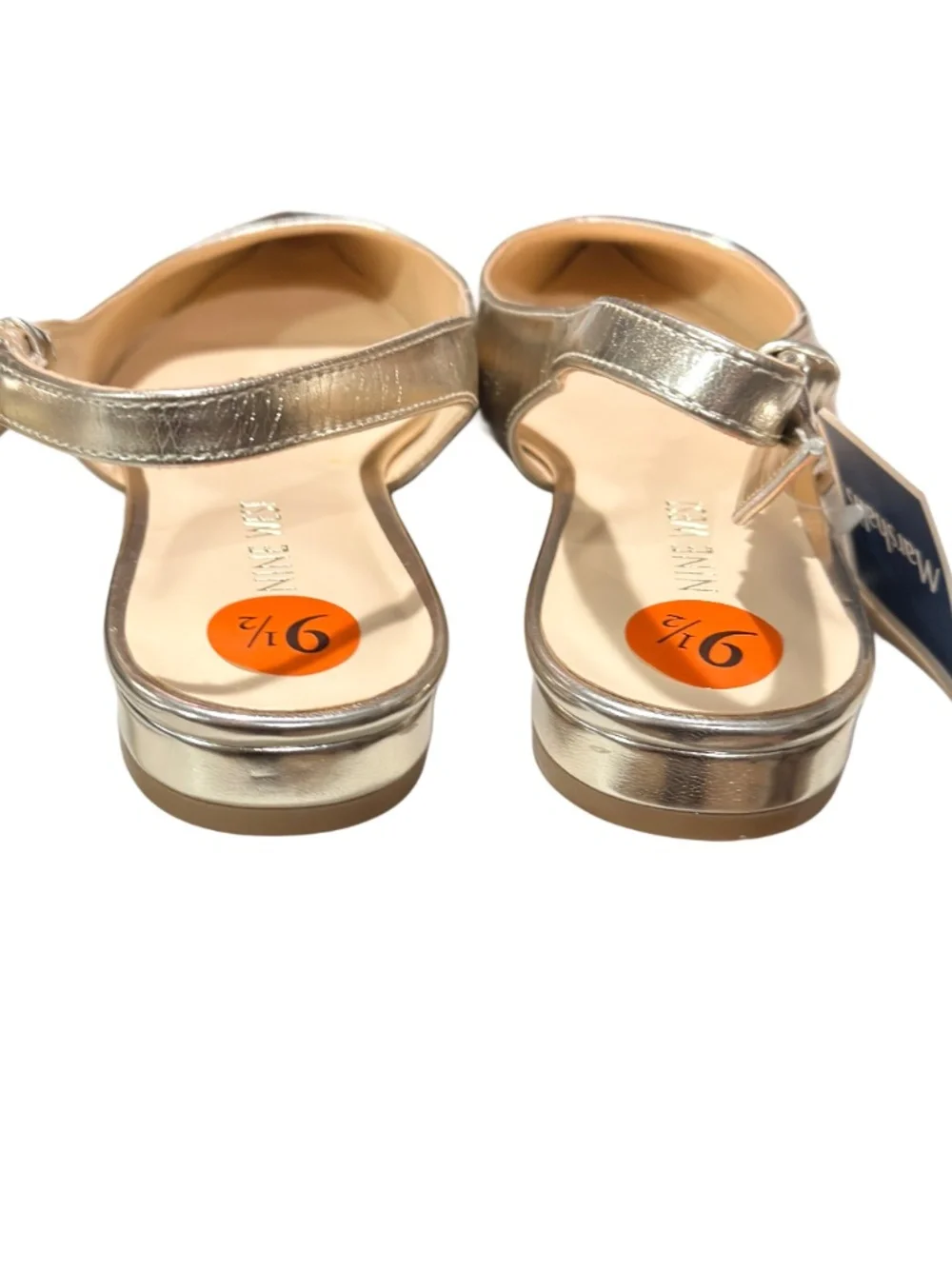 Nine West Gold Metallic Pointed Slingback Flats - Picture 4 of 7
